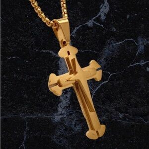 Men’s 22” Gold 316L Stainless Steel Cross Necklace